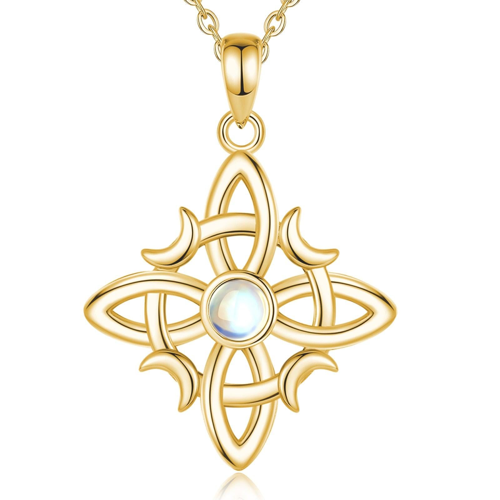 Witch Celtic Knot Necklace Abalone Witchcraft Amulet Wicca Jewelry-MoonChildWorld