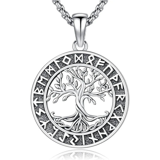 Viking Runes Tree of Life Necklace Pagan Jewelry-MoonChildWorld