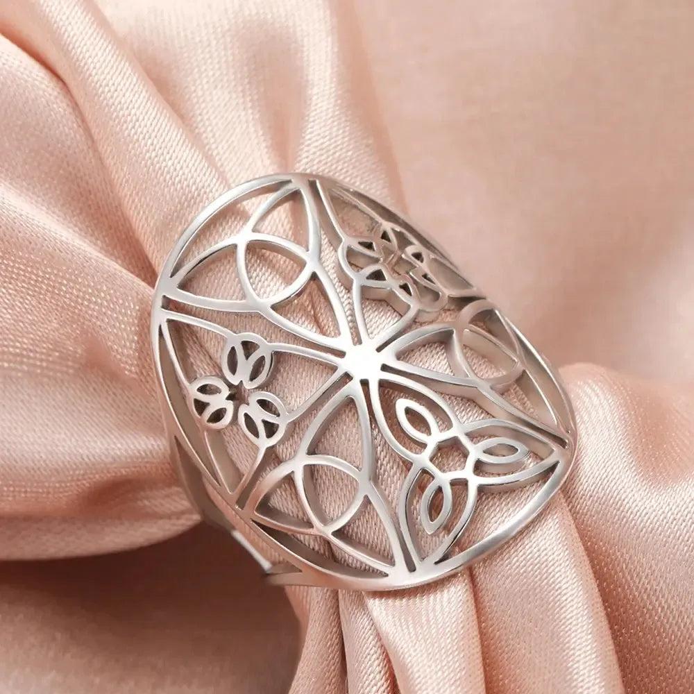 Wicca Triquetra Trinity Knot Ring Endless Infinite Knot Celtic Ring Pagan Jewelry-MoonChildWorld