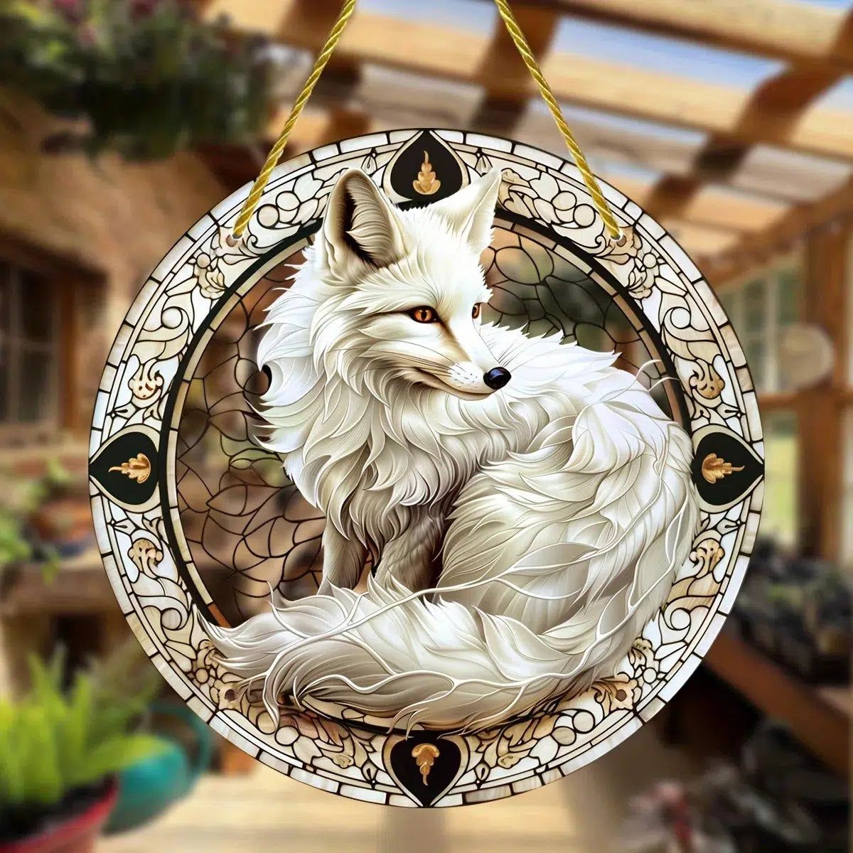 Spirit Fox Suncatcher Mystic Acrylic Round Sign-MoonChildWorld
