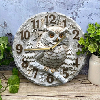 Winter Owl Wooden Wall Clock Spirit Owl Home Decor-MoonChildWorld
