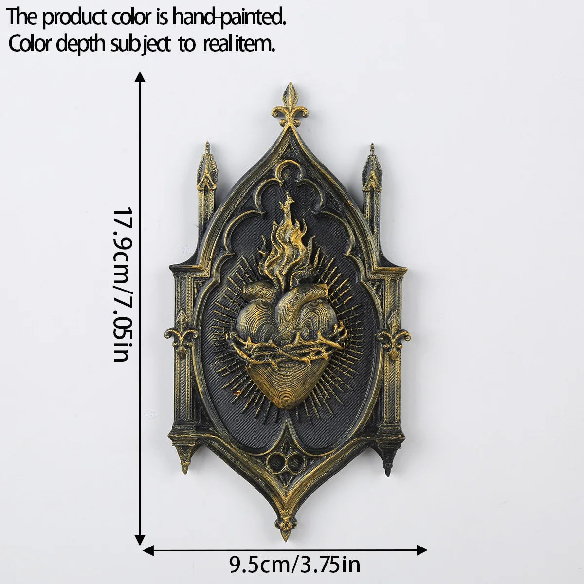 Devotional sacred heart plaque โ dark religious wall decor