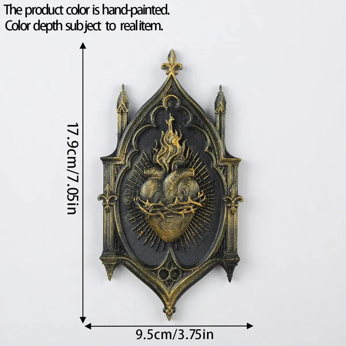 Devotional sacred heart plaque โ dark religious wall decor