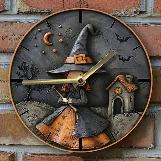 Vintage Witch Wall Clock for Halloween Home Decorations-MoonChildWorld