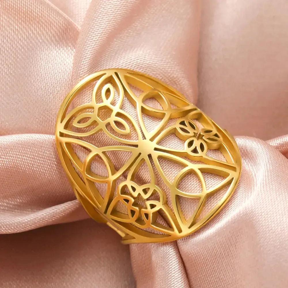 Wicca Triquetra Trinity Knot Ring Endless Infinite Knot Celtic Ring Pagan Jewelry-MoonChildWorld