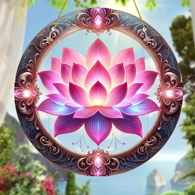 Lotus Acrylic Sign Lotus Window Decor Mystic Home Decor-MoonChildWorld
