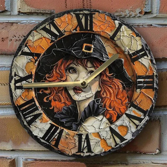 Vintage Witch Wall Clock for Halloween Home Decorations-MoonChildWorld