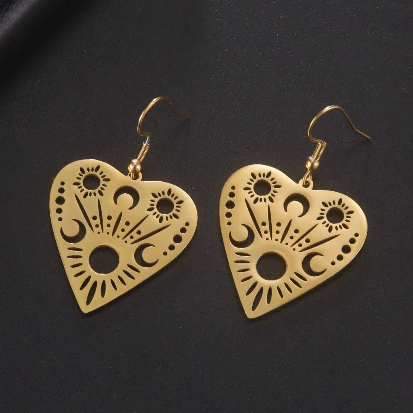Ouija Planchette Sun Moon Earrings Witchcraft Gothic Earrings-MoonChildWorld