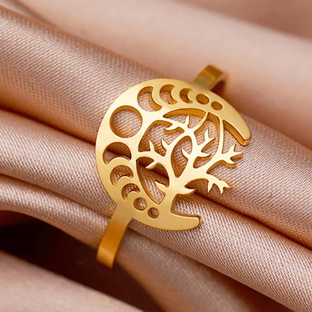 Celtic Knot Moon phase Ring Goddess moon Ring-MoonChildWorld