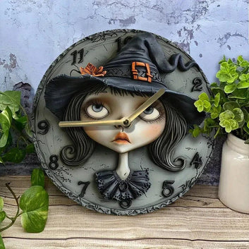 Weird Witch Wall Clock for Halloween Home Decorations-MoonChildWorld