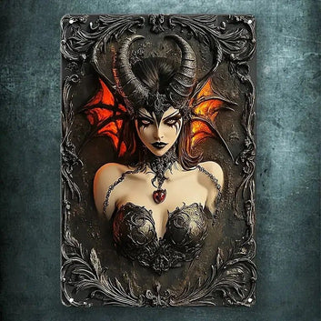Dark Witch Wall Sign Gothic Witch Metal Sign for Halloween-MoonChildWorld