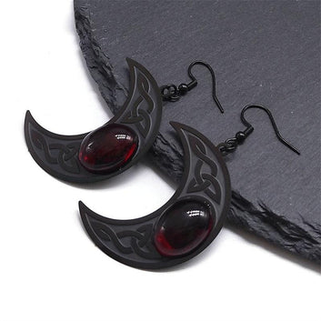 Gothic Dark Celtic Moon Earrings Wicca Witch Jewelry
