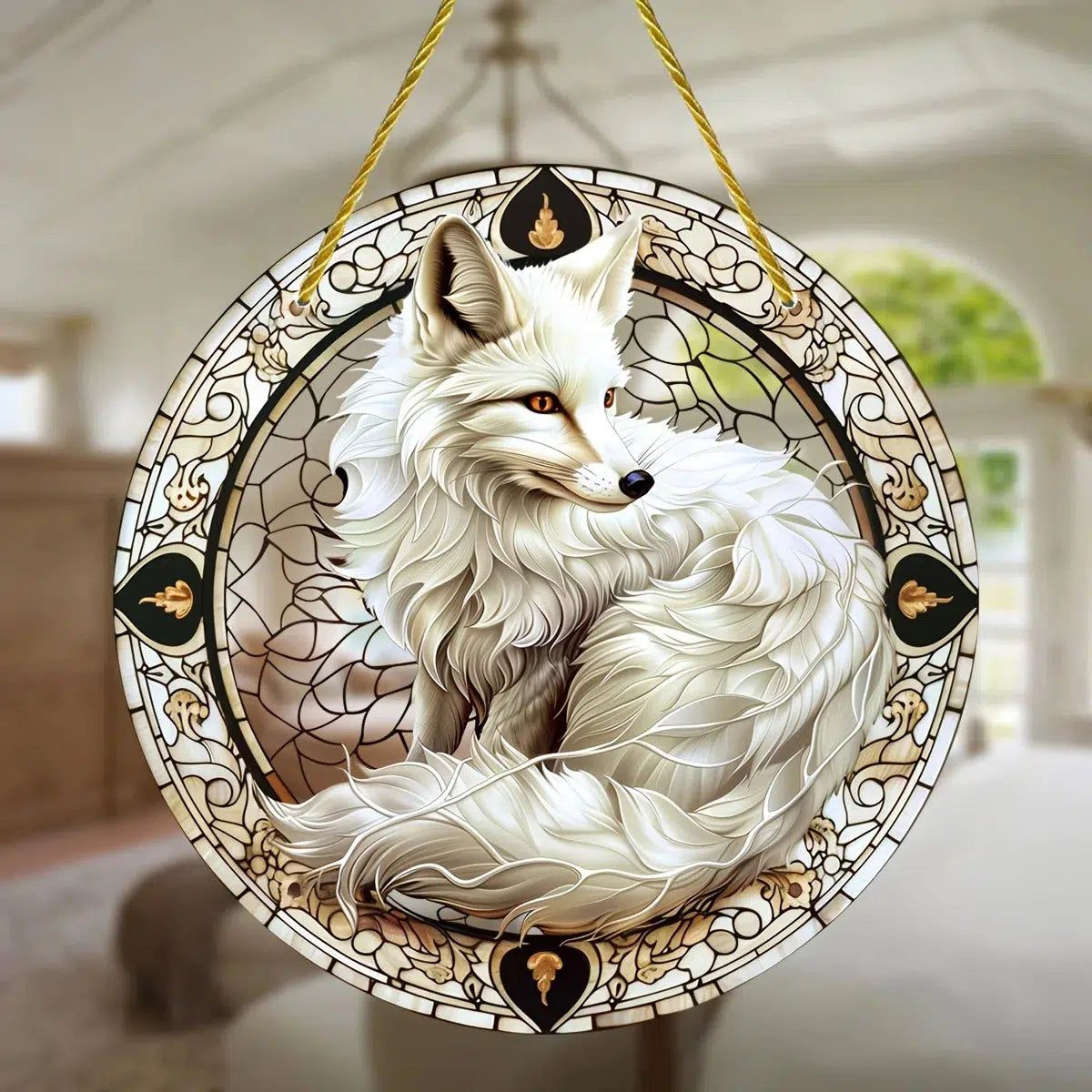 Spirit Fox Suncatcher Mystic Acrylic Round Sign-MoonChildWorld