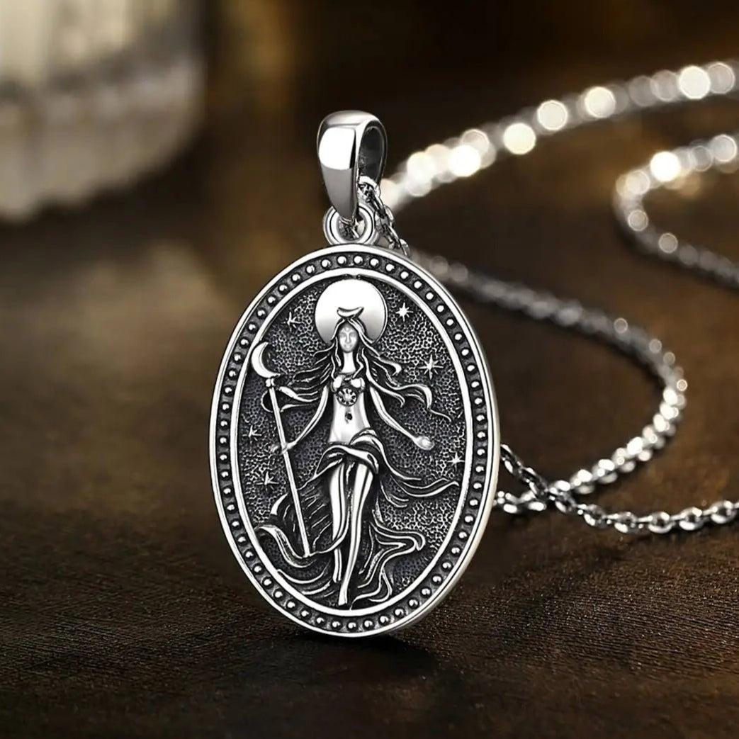 925 Sterling Silver NYX Moon Goddess Necklace for Women Goddess of Night Nyx Wiccan Pagan Jewelry-MoonChildWorld