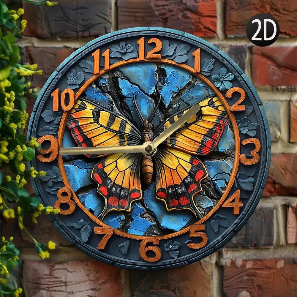 Mystic Butterfly Metal Wall Clock-MoonChildWorld
