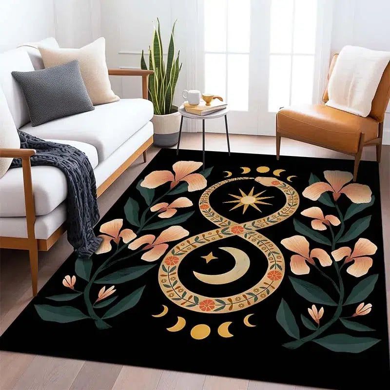 Tarot Divination Moon Snake Carpet Witchy Area Rug-MoonChildWorld