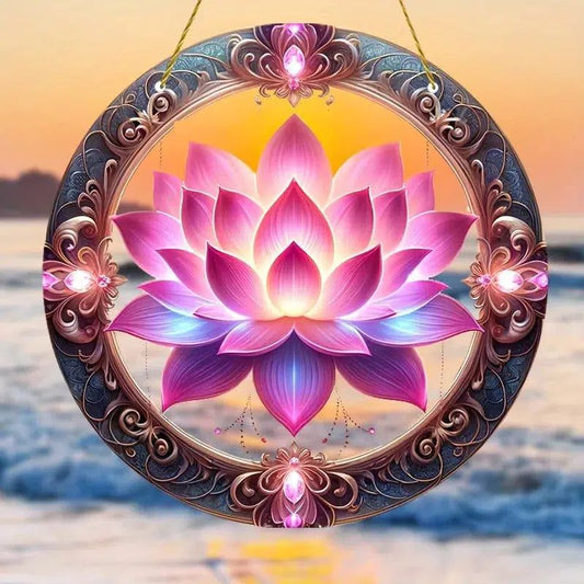Lotus Acrylic Sign Lotus Window Decor Mystic Home Decor-MoonChildWorld