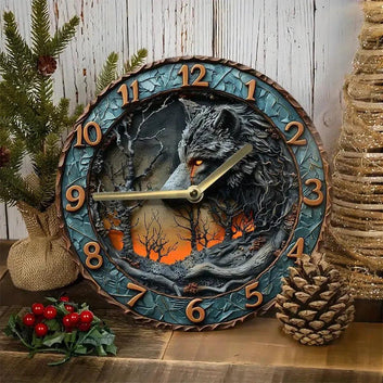 Gothic Wolf Wall Clock Dark Aesthetic Home Decor-MoonChildWorld