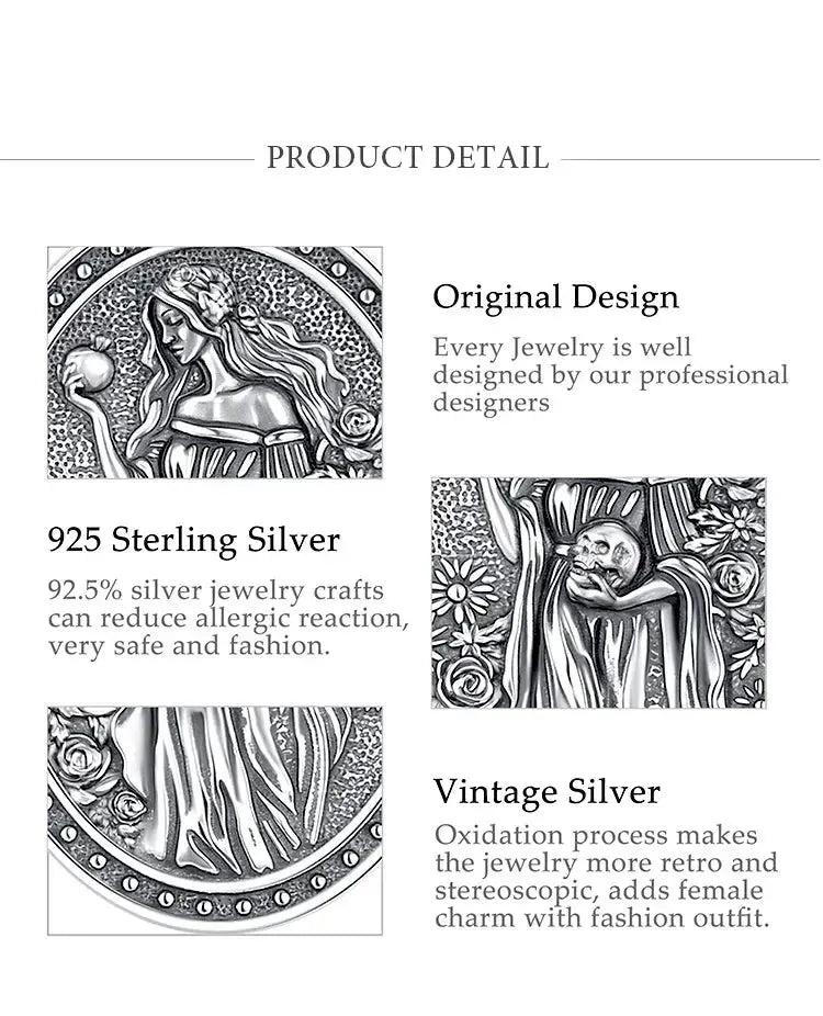 925 Silver Dark Goddess Persephone Necklace Pomegranate Skull Greek Mythology Necklace Wicca Pagan Jewelry-MoonChildWorld