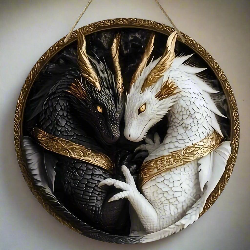 Vintage Dragon Wooden Sign Mythical Dragon Hanging Sign-MoonChildWorld