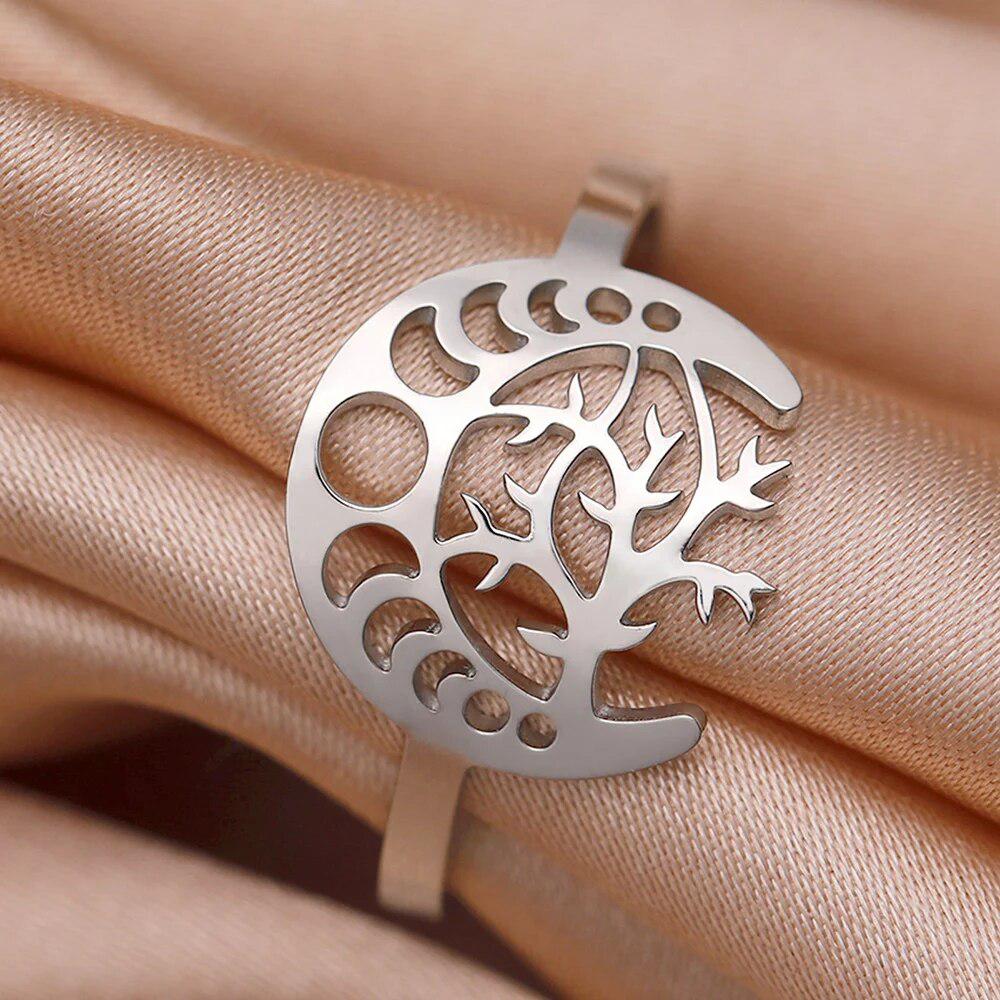 Celtic Knot Moon phase Ring Goddess moon Ring-MoonChildWorld