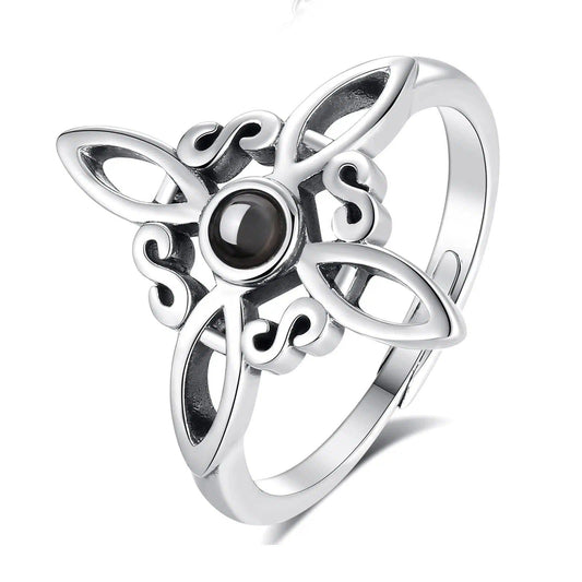 Obsidian Irish Celtic Knot Witchcraft Ring Wicca Jewelry-MoonChildWorld