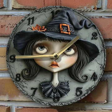 Weird Witch Wall Clock for Halloween Home Decorations-MoonChildWorld