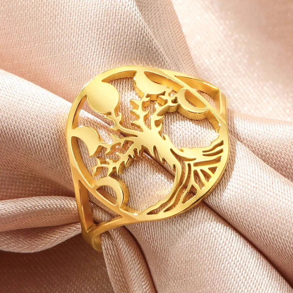 Moon Phase Tree of Life Ring Wiccan Pagan Jewelry-MoonChildWorld