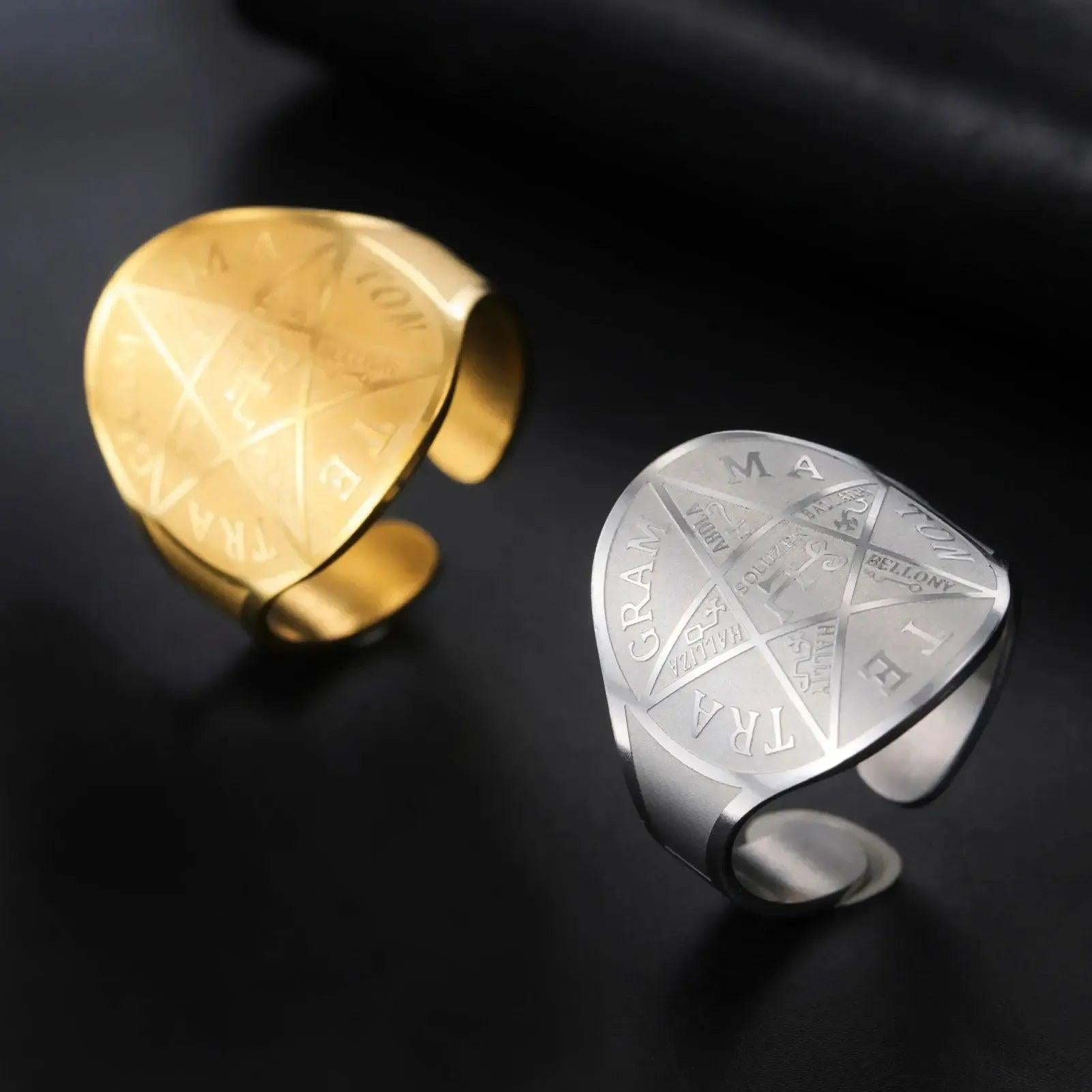 Wicca Pentagram Ring Seal of Solomon Rings Pagan Occult Magic Symbol Witchcraft Jewelry-MoonChildWorld