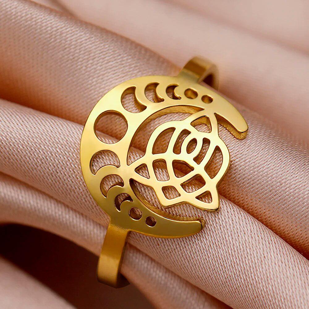 Celtic Knot Moon phase Ring Goddess moon Ring-MoonChildWorld