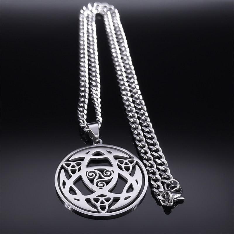 Celtic Knot Trinity Triple Spiral Pagan Necklace-MoonChildWorld
