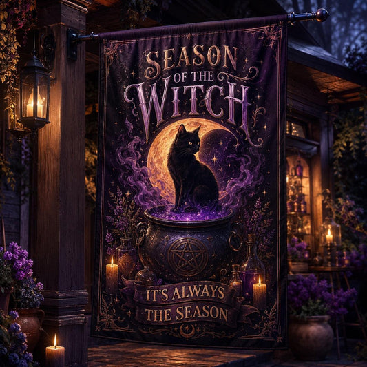 Season of the Witch house flag with Its Always the Season pagan design