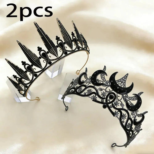 Set 2pcs Gorgeous Mysterious Moon Crown Witchy Hair Accessories for Gothic Halloween-MoonChildWorld