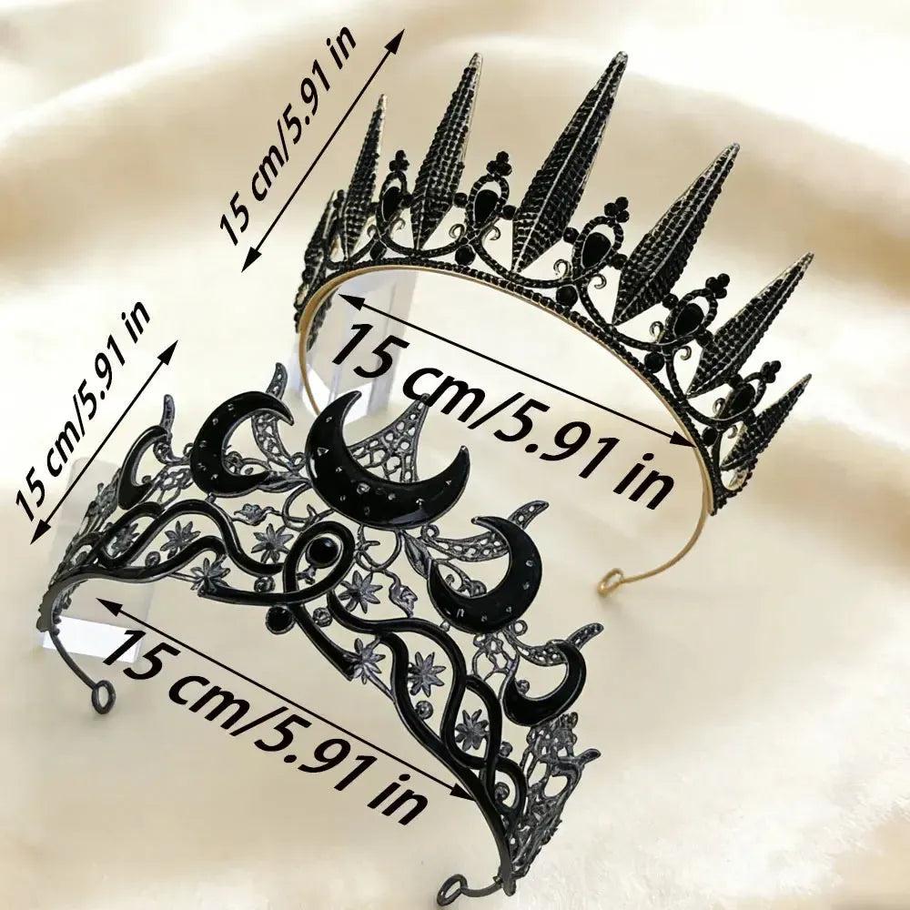 Set 2pcs Gorgeous Mysterious Moon Crown Witchy Hair Accessories for Gothic Halloween-MoonChildWorld