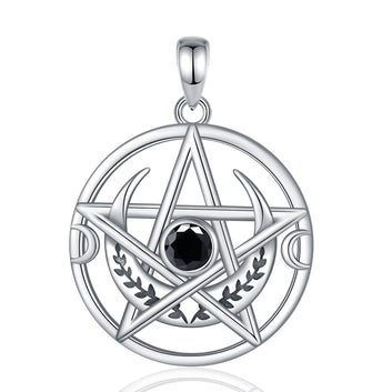 Witch Moon Pentagram Necklace Wiccan Jewelry
