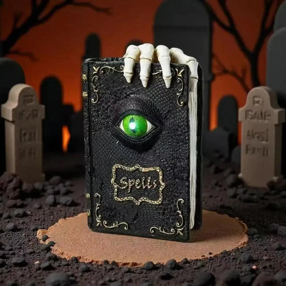 Spooky Halloween Decoration Skeleton Hand Ghostly Resin Book Sculpture-MoonChildWorld