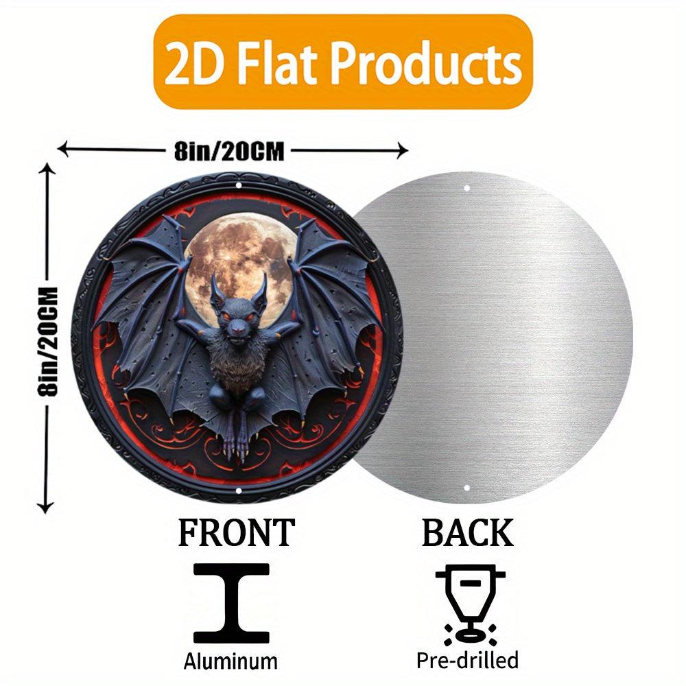 Shadowy Silhouette Gothic Bat Metal Sign Halloween Decoration-MoonChildWorld