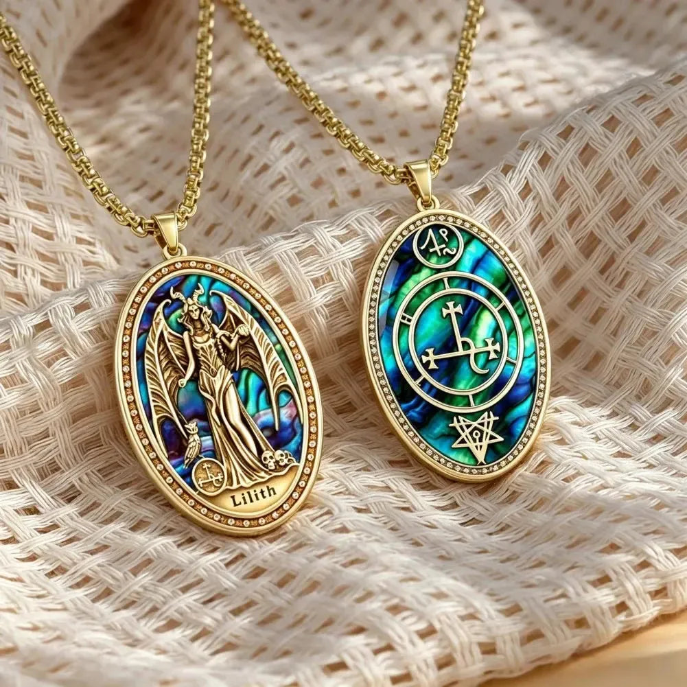 Hekate goddess necklace – ancient Greek witch triple moon protection amulet