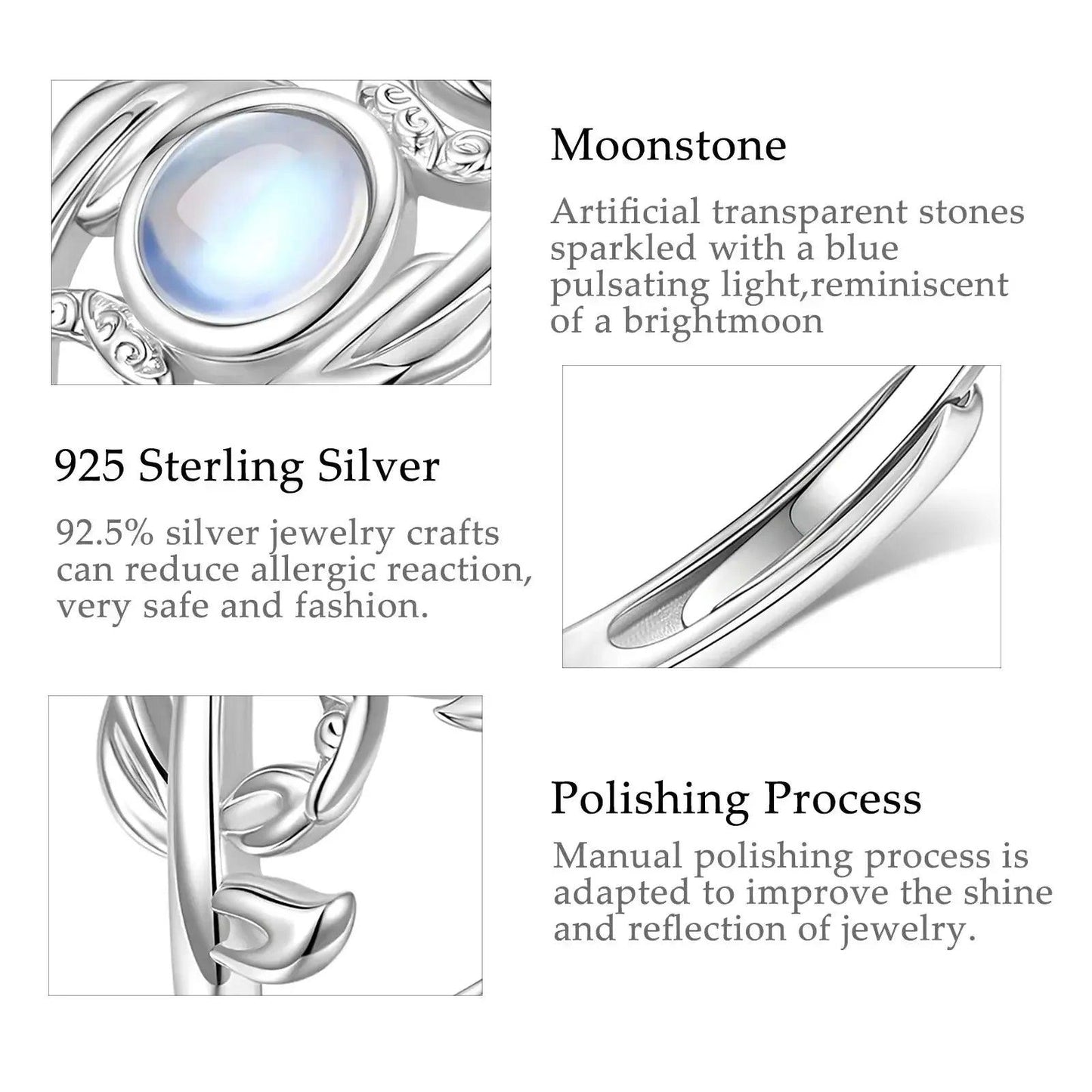 Silver Triple Moon Goddess Ring - Moonstone Goddess Hecate Ring Wiccan Pagan Jewelry-MoonChildWorld