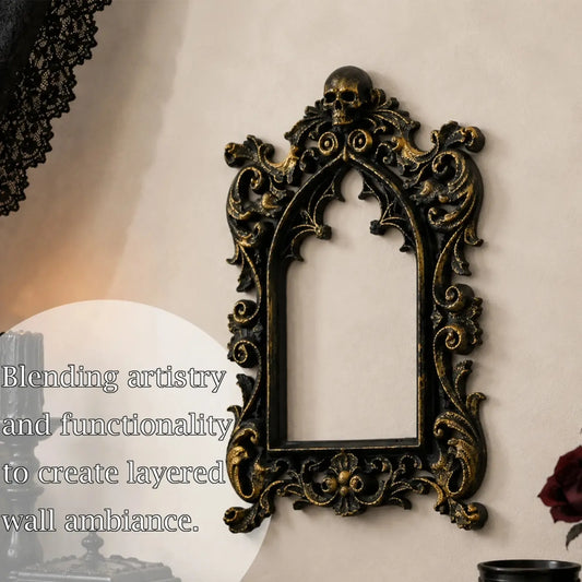 Skull mirror frame – baroque carved detail