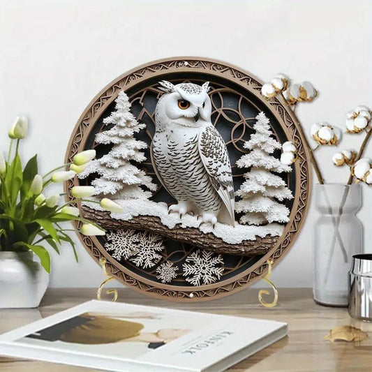Snowy Owl Metal Sign Mystical Home Decor-MoonChildWorld