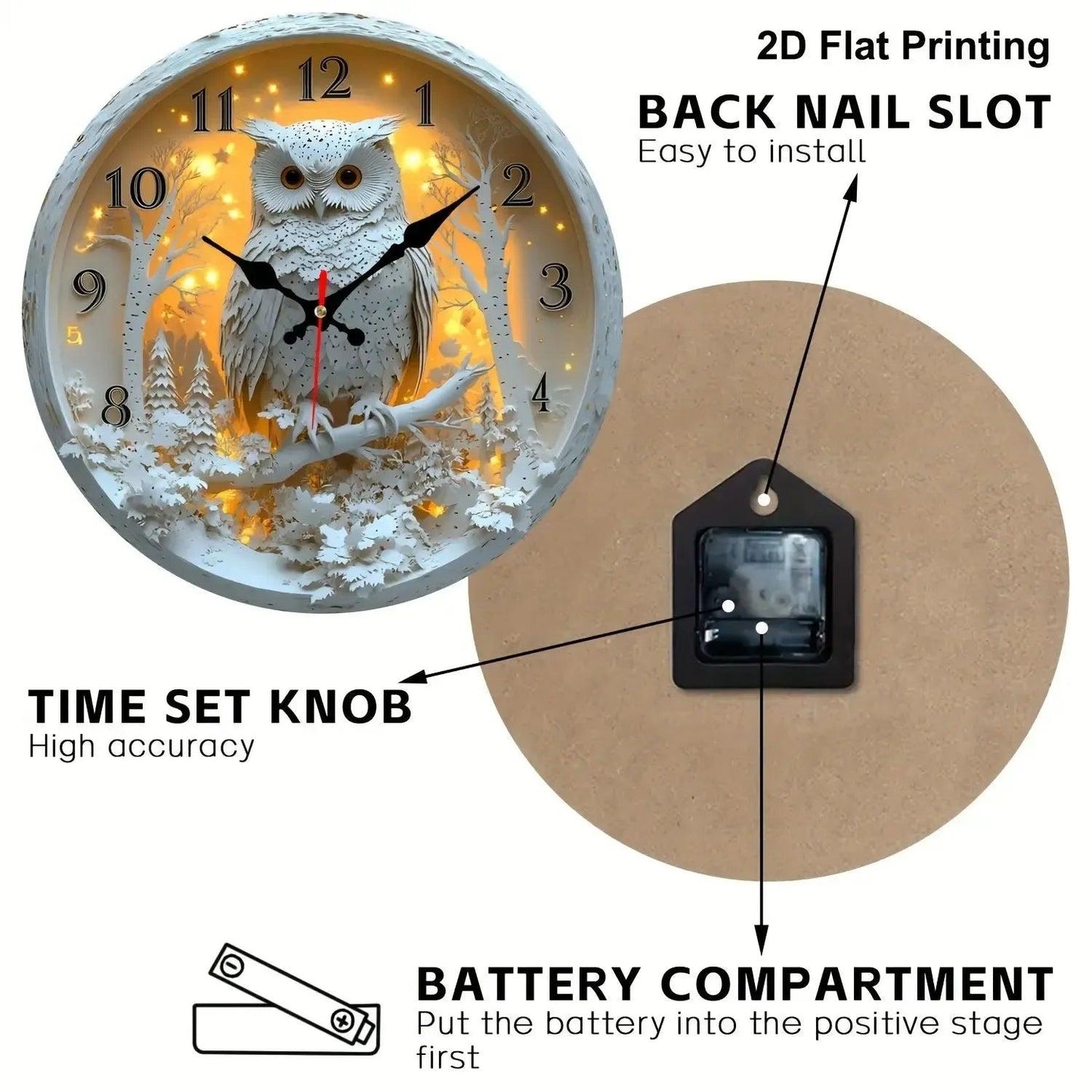 Spirit Owl Wooden Wall Clock Witchy Wall Decor-MoonChildWorld