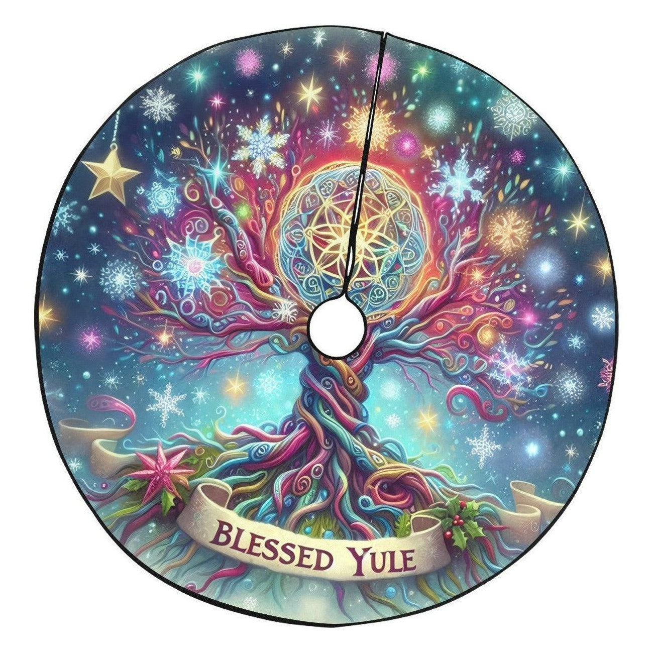 Spiritual Tree of Life Christmas Tree Skirt for Pagan Yule Decor-MoonChildWorld
