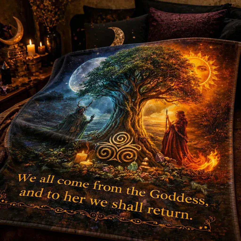 Spiritual Tree of Life Day & Night Blanket Pagan Triskele Yggdrasil Blanket_mockup_3.webp