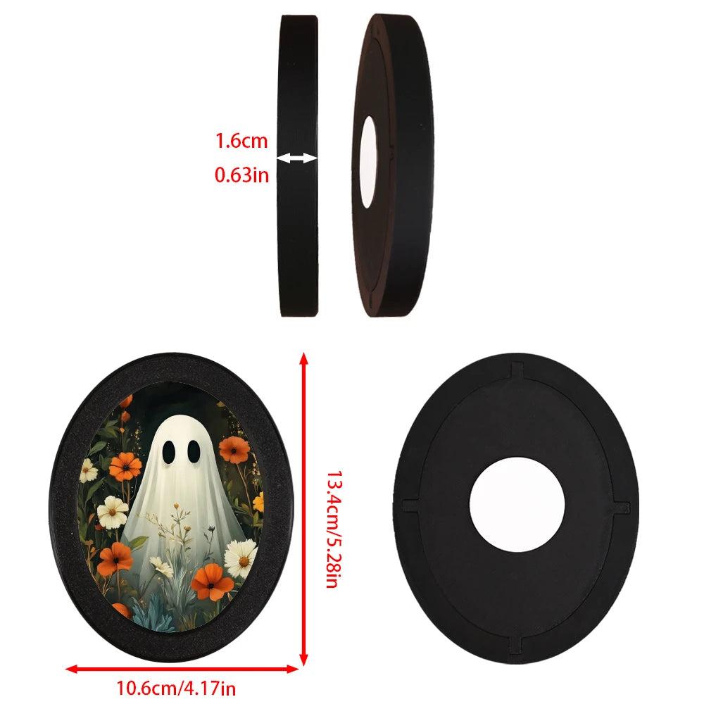 Spooky Ghost Wooden Oval Frame - Gothic Oval Wall Art - Witchy Halloween Wall Decoration-MoonChildWorld