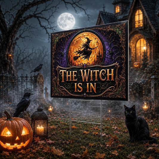 Spooky Halloween, The Witch Is In Yard Sign - garden display