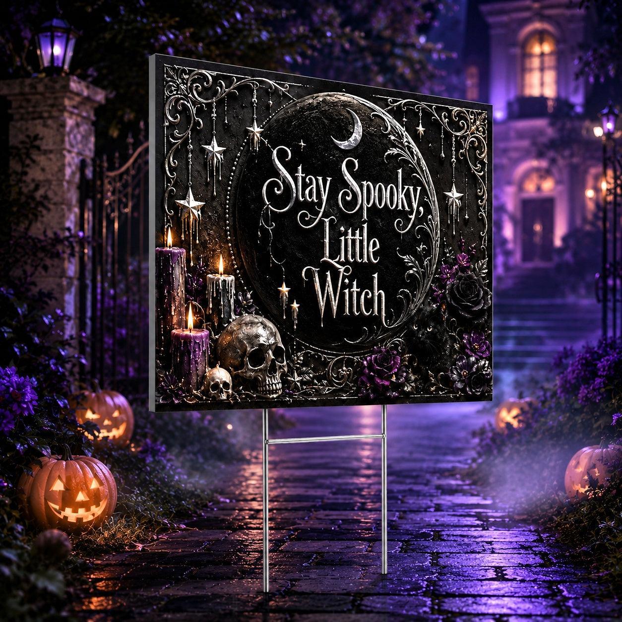 Stay Spooky Halloween Witch Yard Sign - close up detail