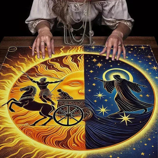 Sun God Chariot Moon Goddess Tarot Altar Cloth Astrology Divination Tablecloth Pagan Spiritual Meditation Altar Cloth-MoonChildWorld