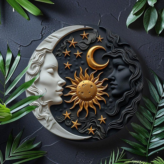 Sun Moon Celestial Metal Sign Magic Home Decor-MoonChildWorld