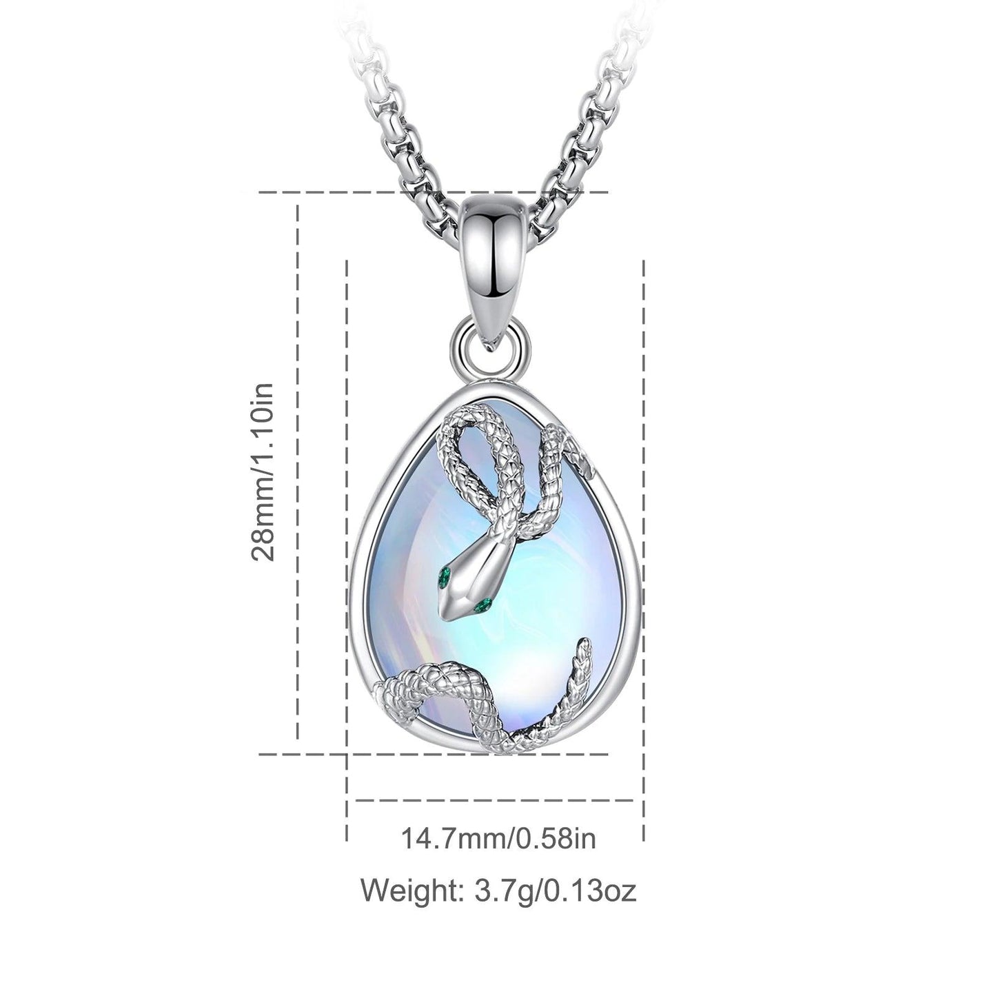 Teardrop Moonstone Snake Necklace Healing Stone Jewelry Witchy Necklace-MoonChildWorld
